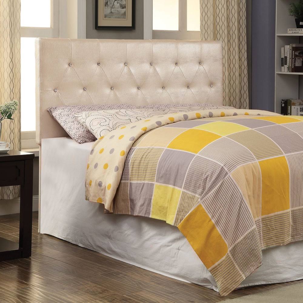 Black Faux Leather Button-Tufted Headboard W265