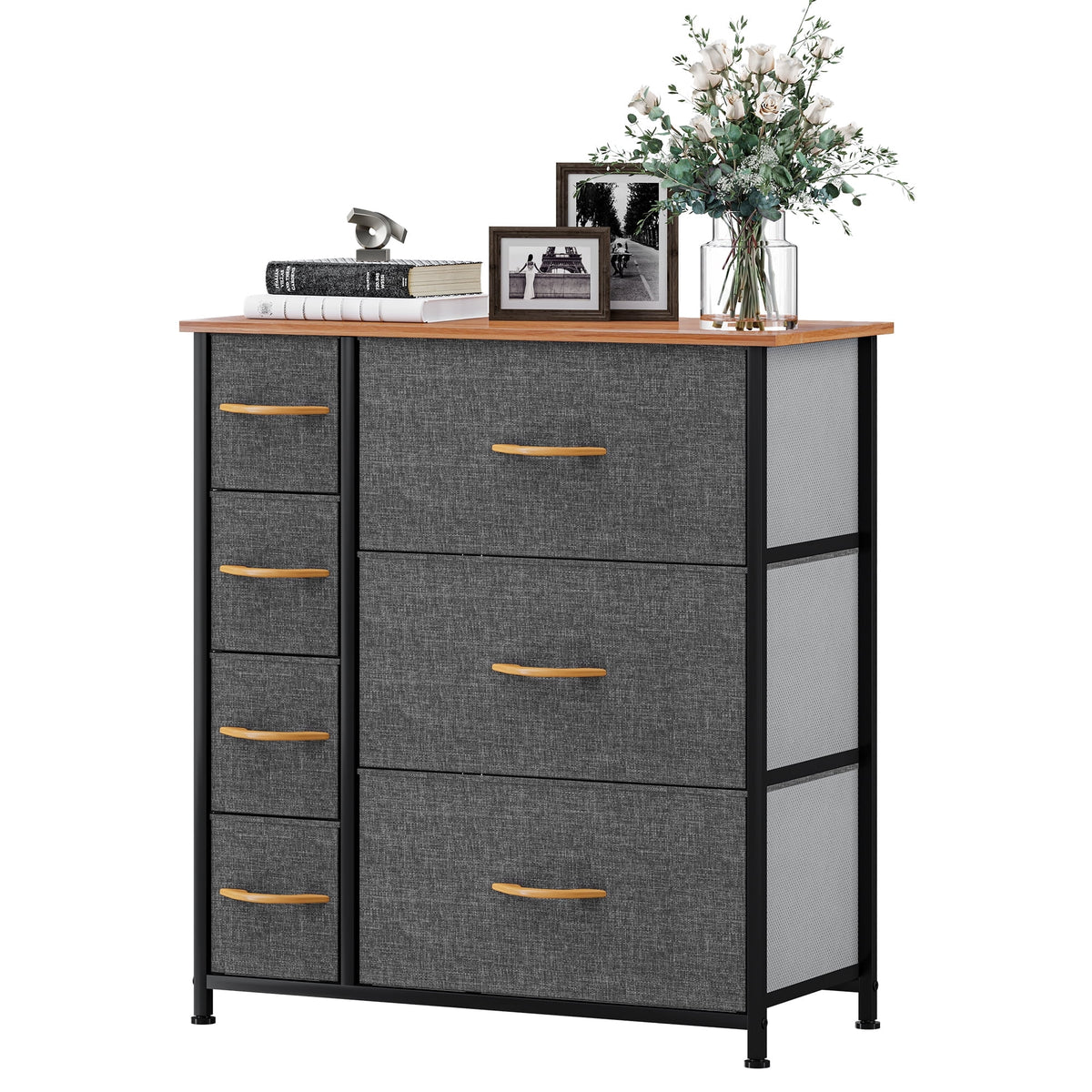 Gray Metal Fabric Wood Drawer Chests U77107