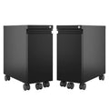 2 Piece Mobile Filing Cabinet Set with 2 Hidden Drawer in Black W491