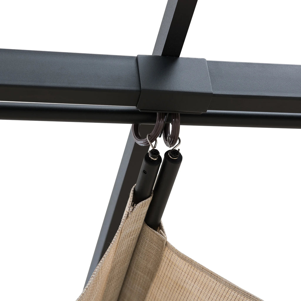 Black Steel Pergola with Adjustable Beige Shade Y60974