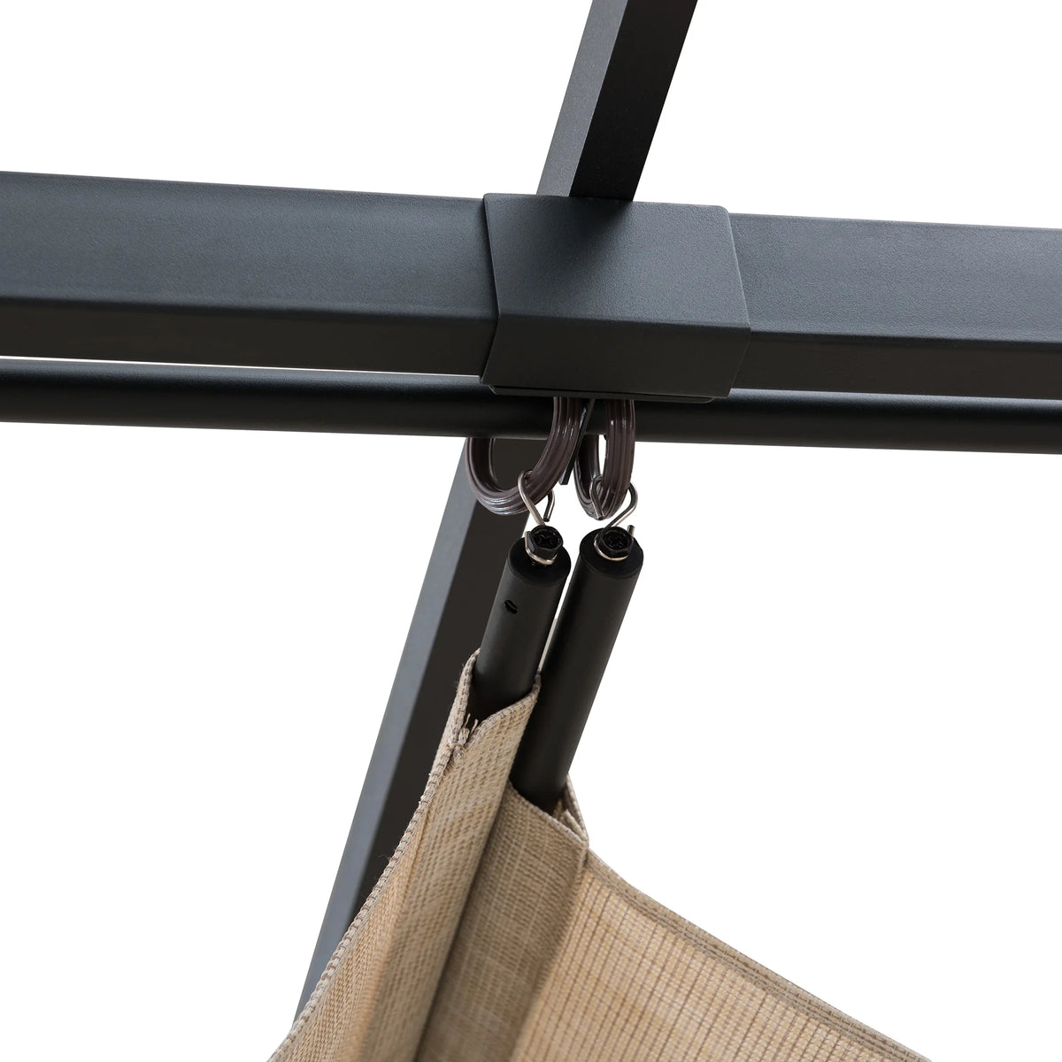 Black Steel Pergola with Adjustable Beige Shade Y60974