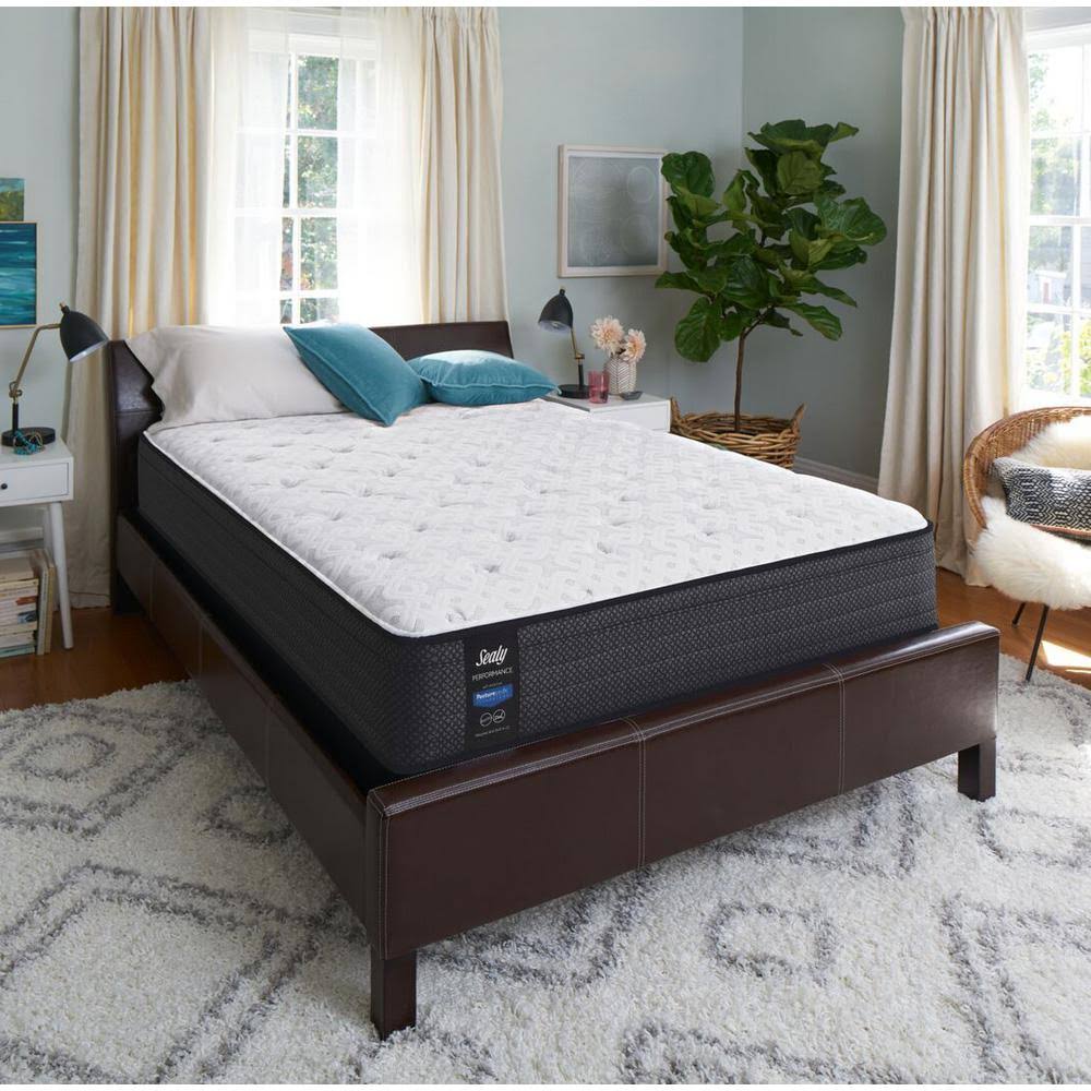 Queen Plush Faux Euro Top Mattress Set with Low Profile Foundation H4482