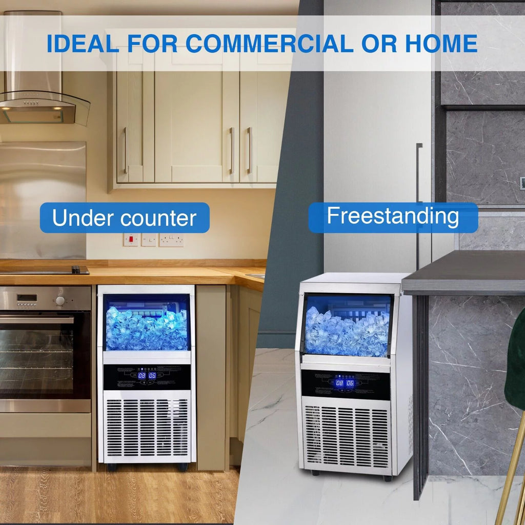Commercial Ice Maker 90lb Stainless Steel Built-in Cube Machine X8296