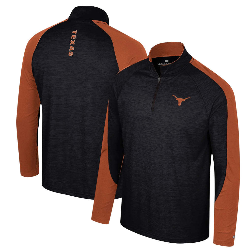 Black Texas Longhorns Raglan Quarter-Zip Top X9792