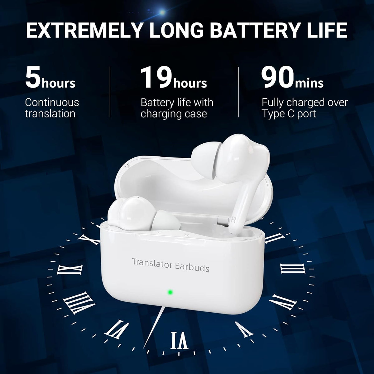 71 Language Instant Voice Translator Earbuds with Bluetooth E74828