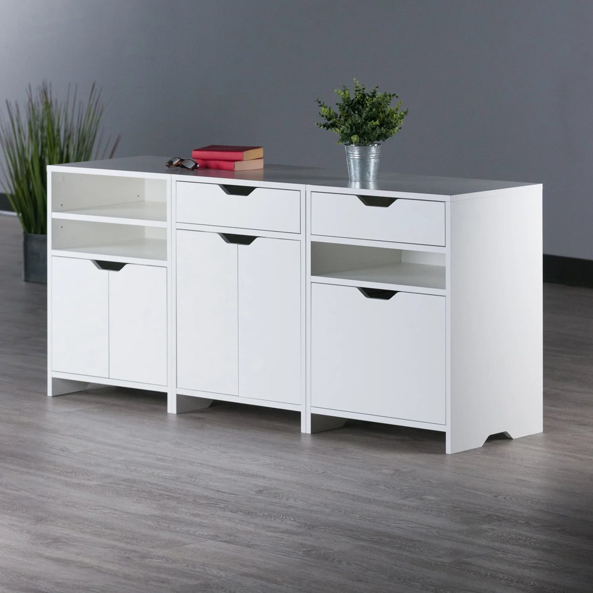 3-Pc White Storage Cabinet Set F4115