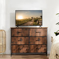 Brown TV Stand with 6 Fabric Drawers S255