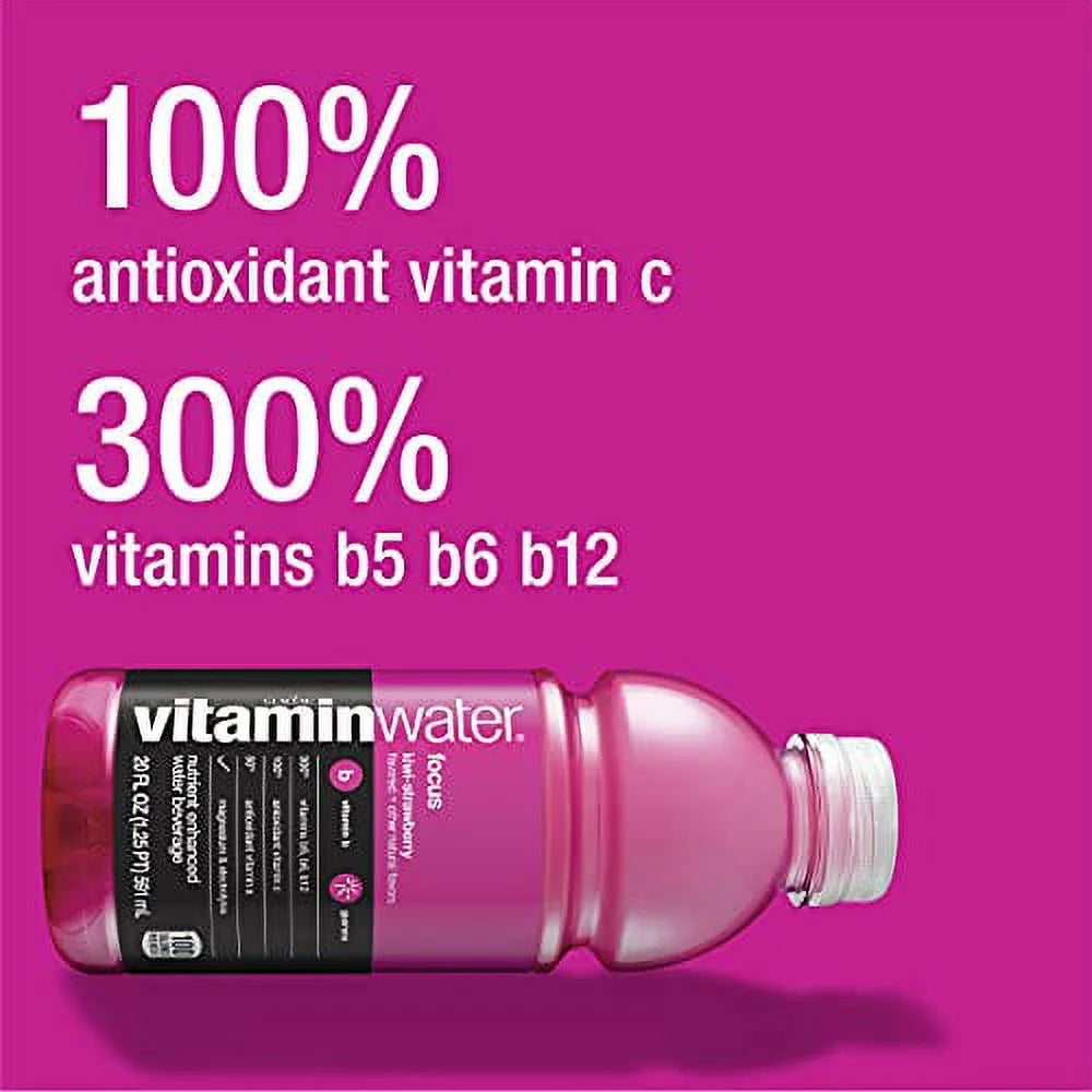Kiwi-Strawberry Electrolyte Enhanced Bottled Water with Vitamin B5, B6, B12, 20 fl oz, 12 Pack D715
