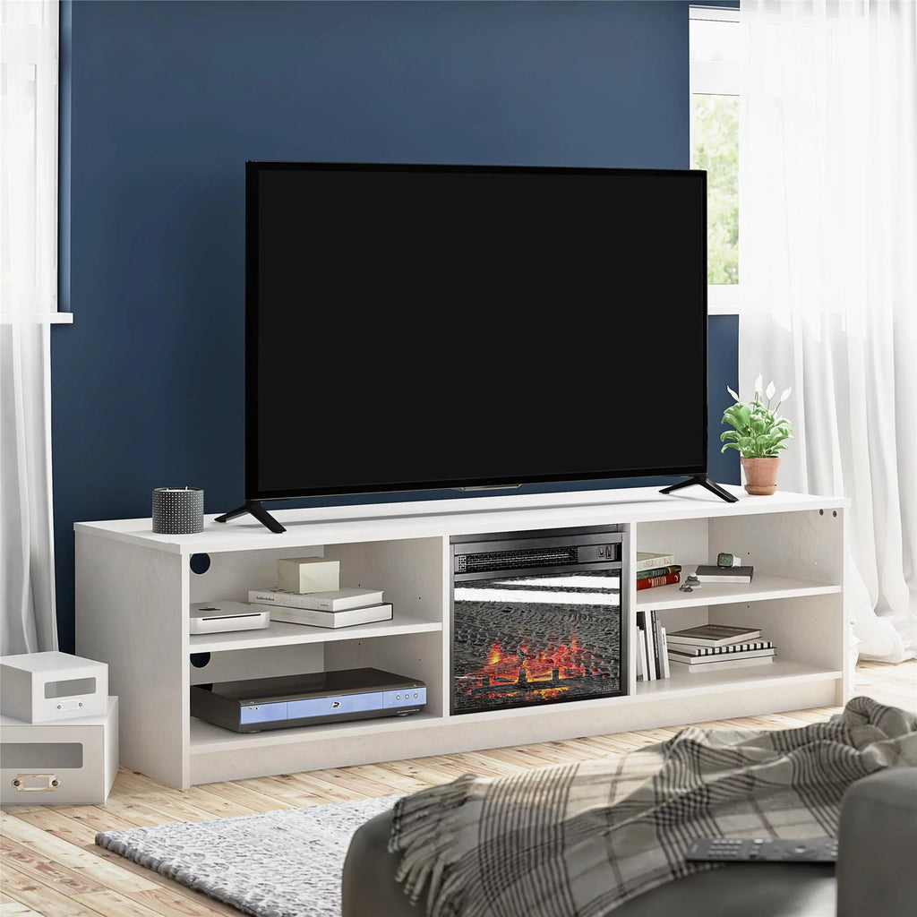 Ivory Oak Electric Fireplace TV Stand I8557
