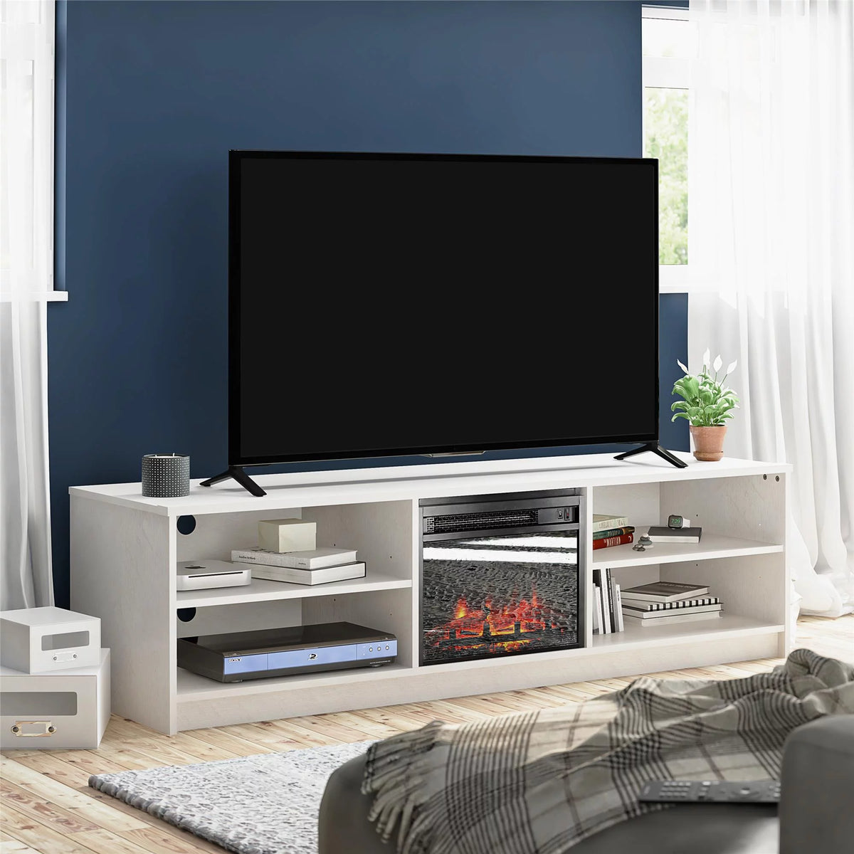 Ivory Oak Electric Fireplace TV Stand I8557