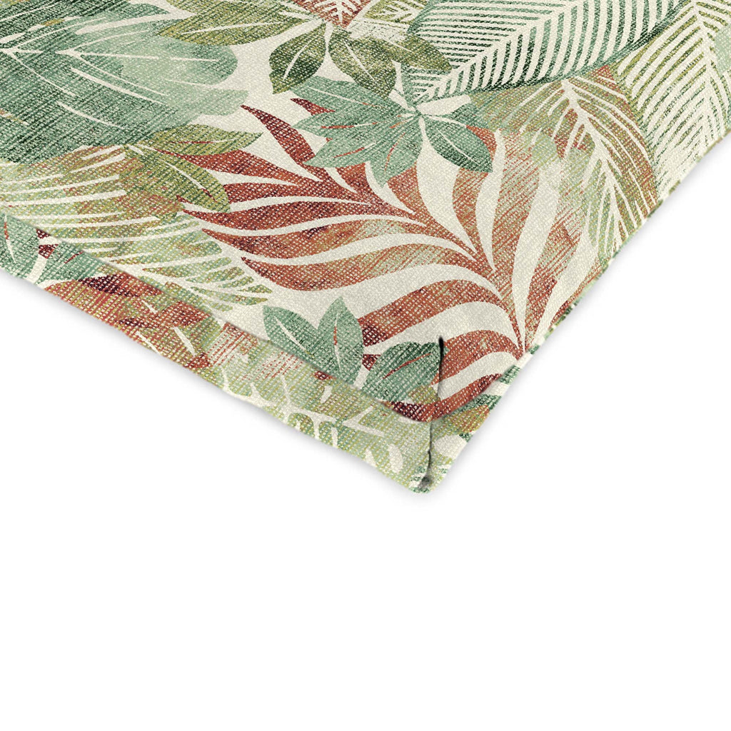 Almond Green Leaves Rectangular Outdoor Chaise Lounge Cushion with Ties V8420