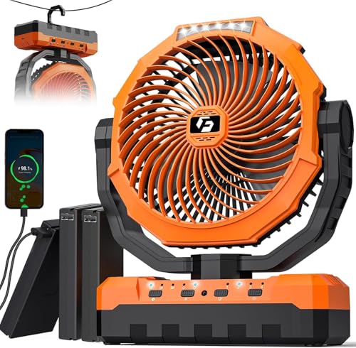 24000mAh Rechargeable Battery Operated Camping Fan with Light & Hook Z4273