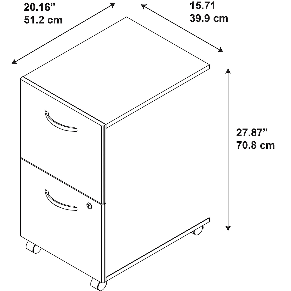 2 Drawer Mobile File Cabinet, Mocha Cherry X654