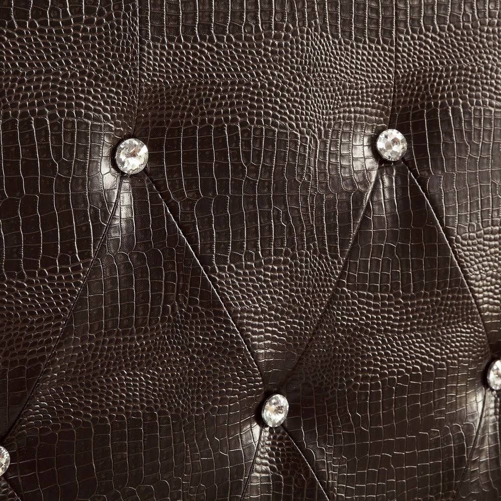 Black Faux Leather Button-Tufted Headboard W265