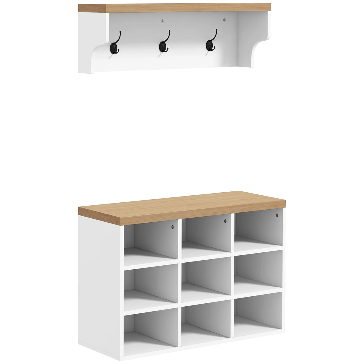 White Coat Rack Shoe Bench Set W9509