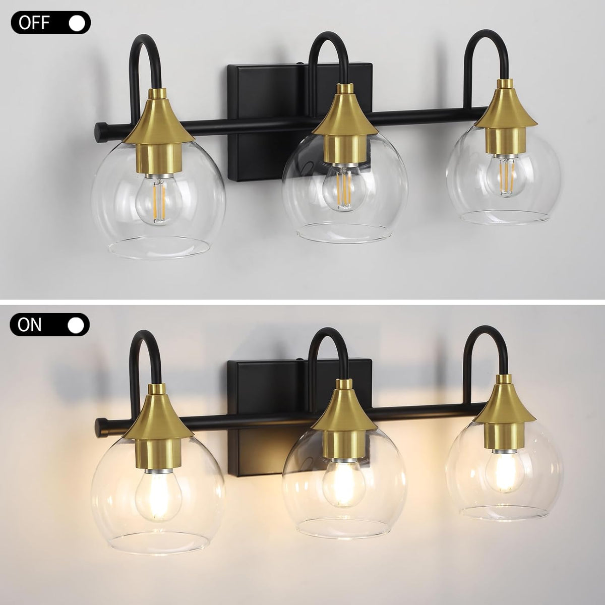 Black Gold 3 Light Bathroom Vanity Light R455