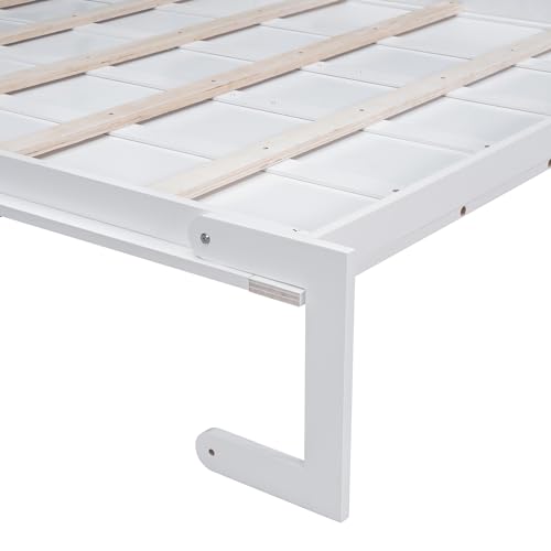 Queen Size White Wooden Murphy Bed with Sofa and Cushion A5668