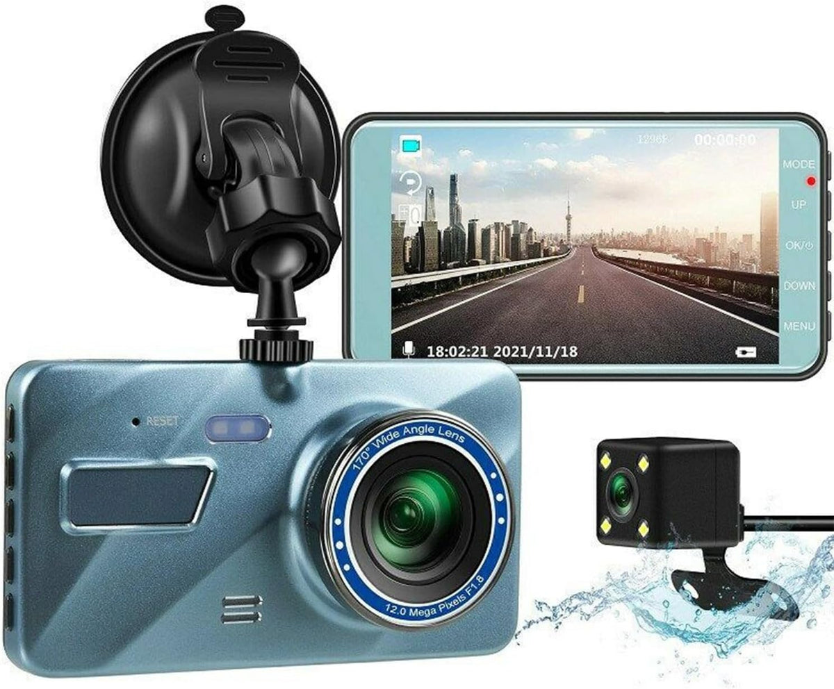720P HD Dual Dash Cam with Night Vision and 4 inch LCD Display L14739