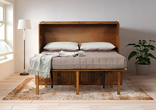 Queen Blonde Oak Murphy Cabinet Chest Bed V8950