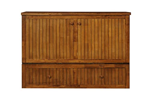 Queen Blonde Oak Murphy Cabinet Chest Bed V8950
