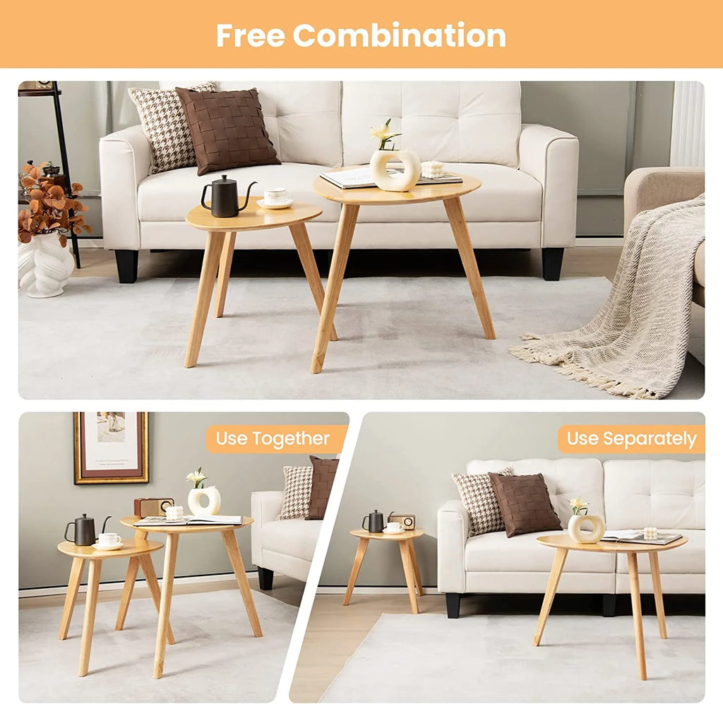 Set of 2 Oval Wood Nesting Coffee Tables C11171