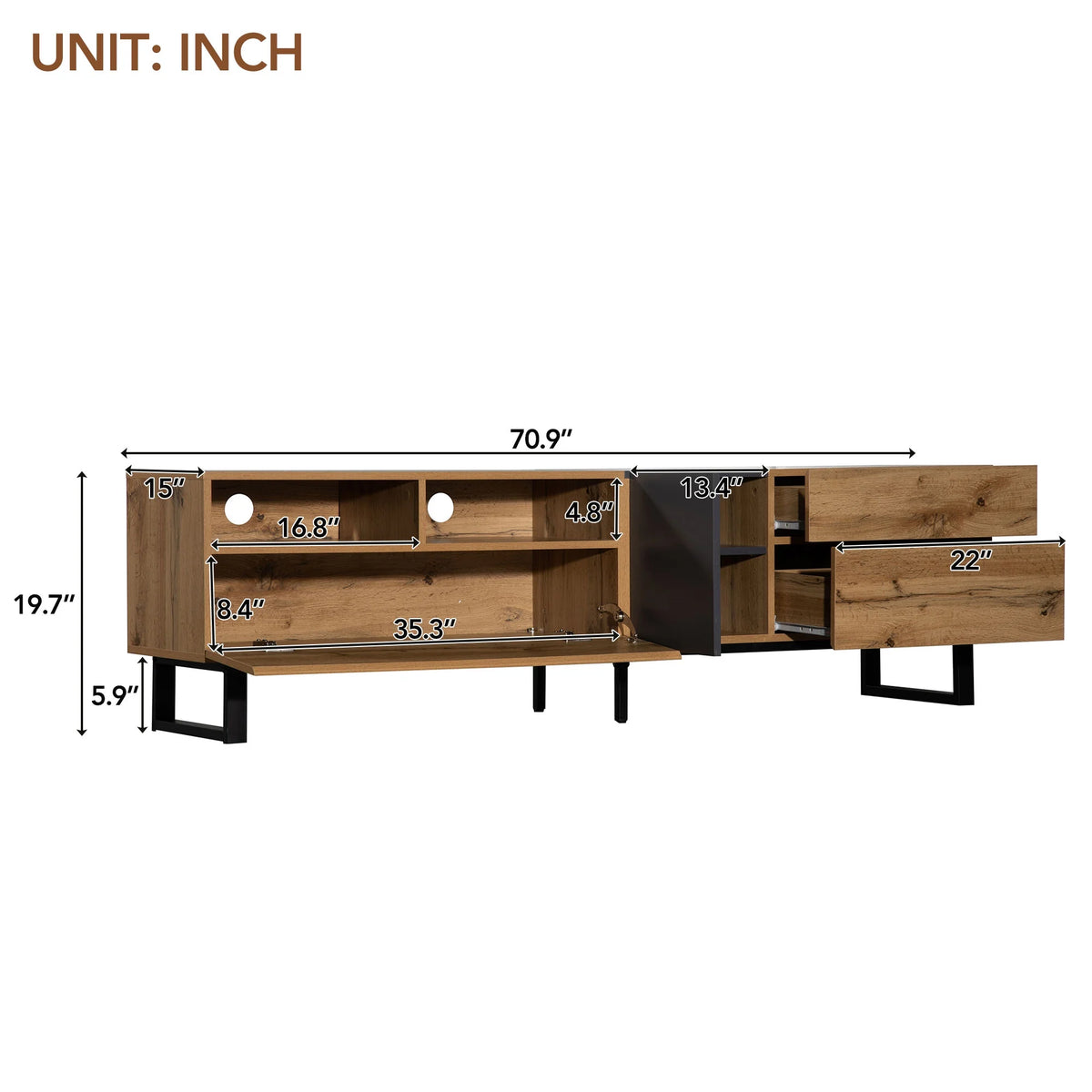 Modern TV Stand with Double Storage Space H6097