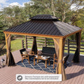 12 ft. W x 10 ft. D Brown Hardtop Aluminum Gazebo P234