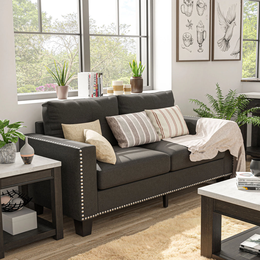 Contemporary Faux Linen Sofa Y415