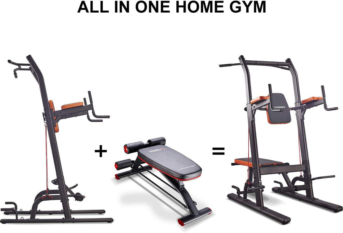 Power Tower with Bench Pull up Bar dip station X11396