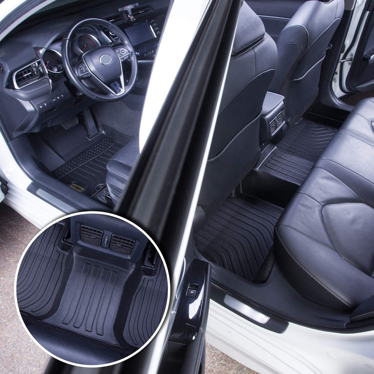 Black Heavy Duty All Weather Front and Rear Car Floor Mats A1067