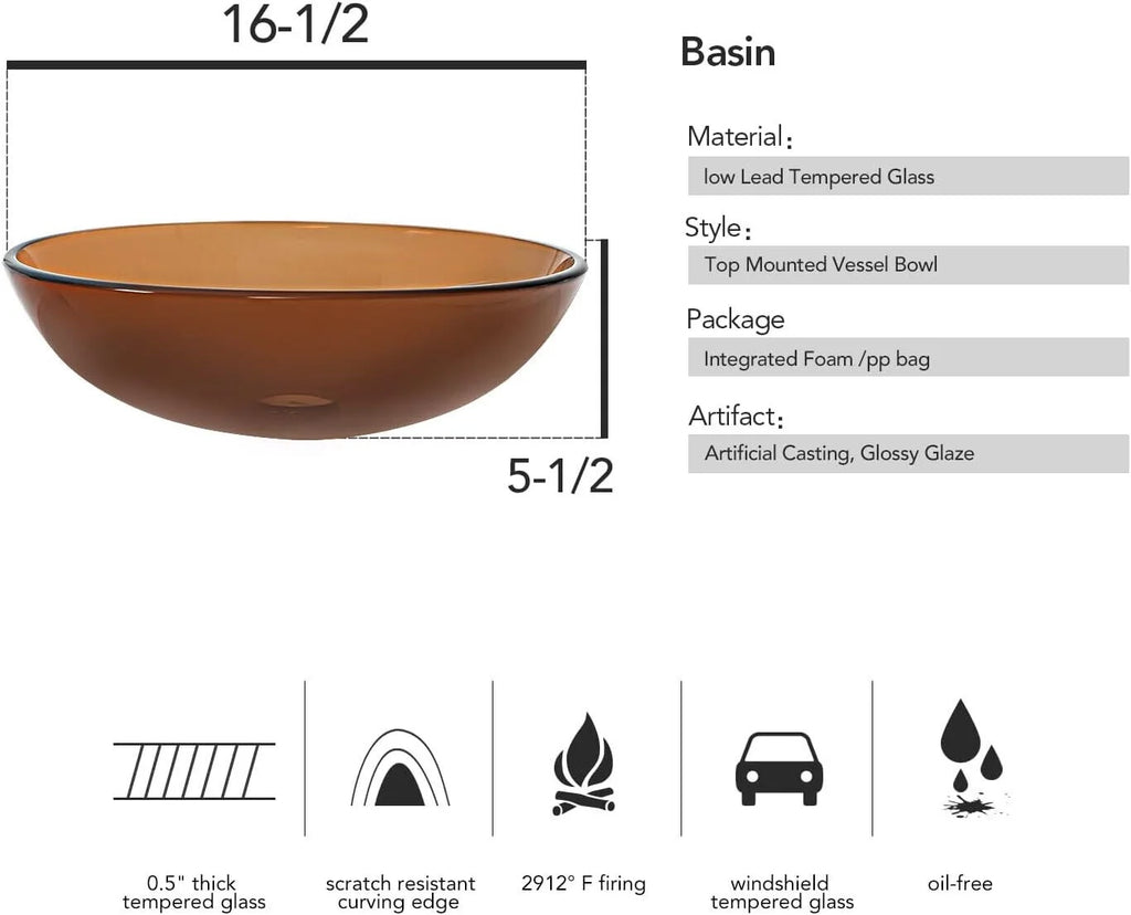Tempered Glass Vessel Sink and Faucet Combo M237