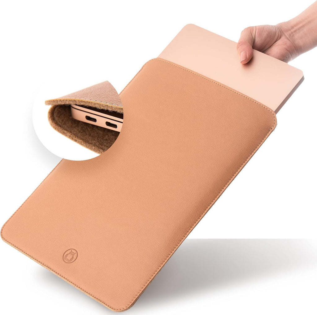 Thin Leather Laptop Sleeve, 13 Inch Suede Padded (Brown) Z96625