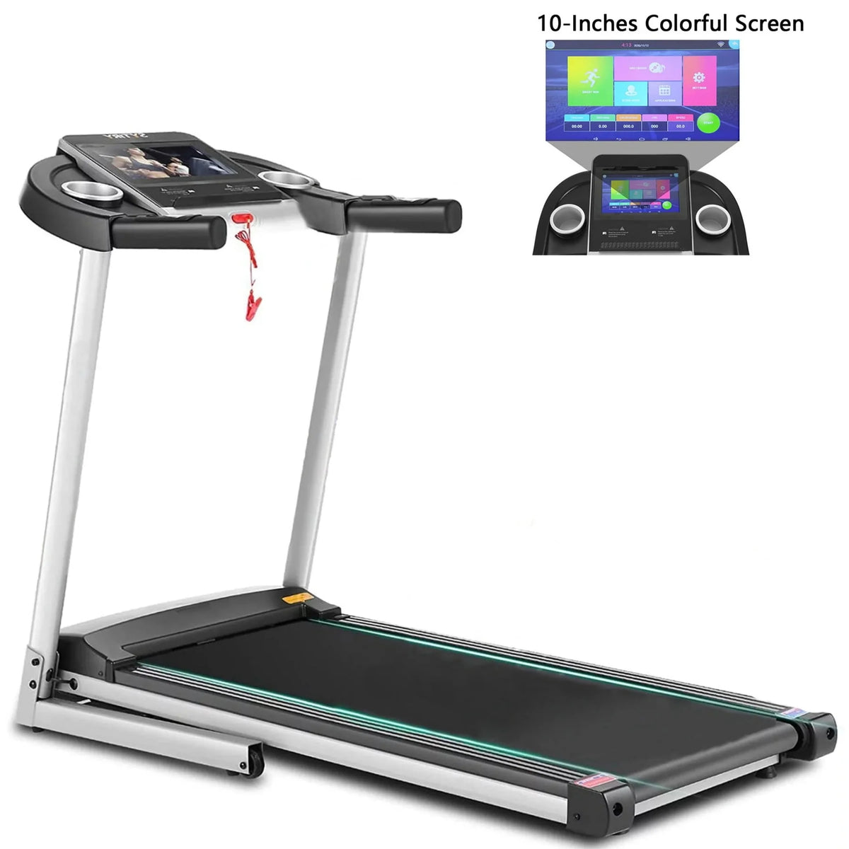 Silver Treadmill with 10 HD Touchscreen and 36 Preset Programs F4743