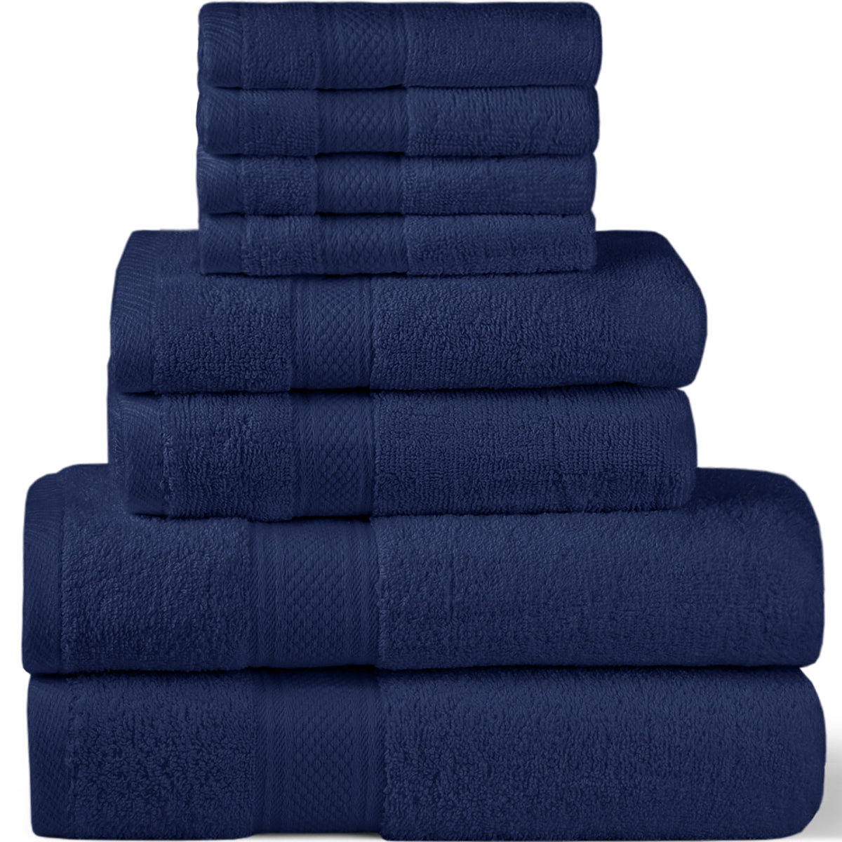Navy Blue 8 Pack 600 GSM Bath Towels Set X9443