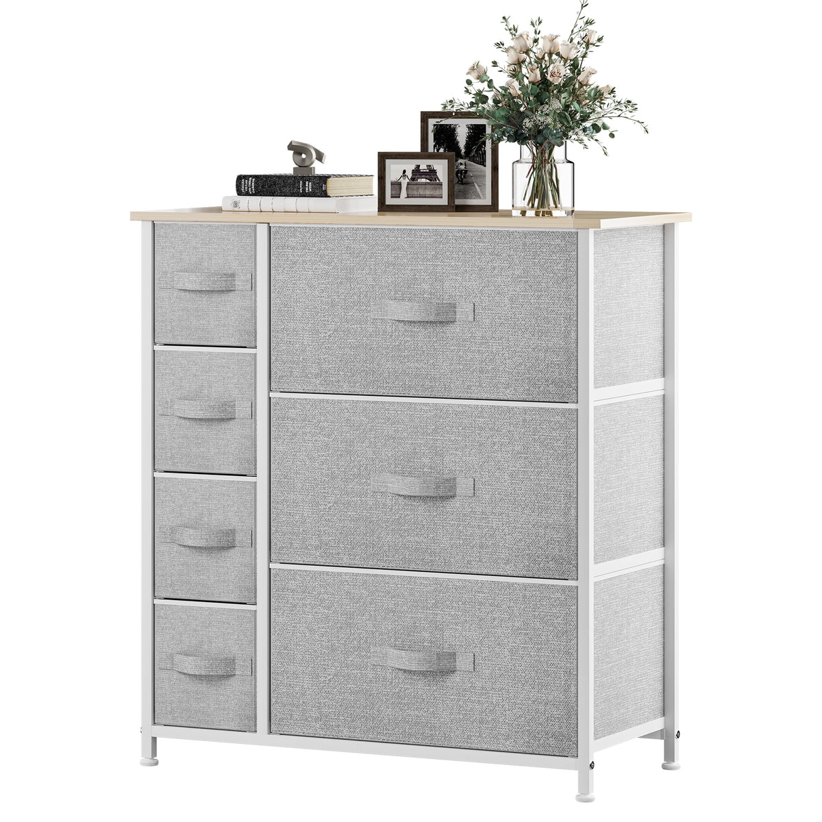 Gray Metal Fabric Wood Drawer Chests U77107