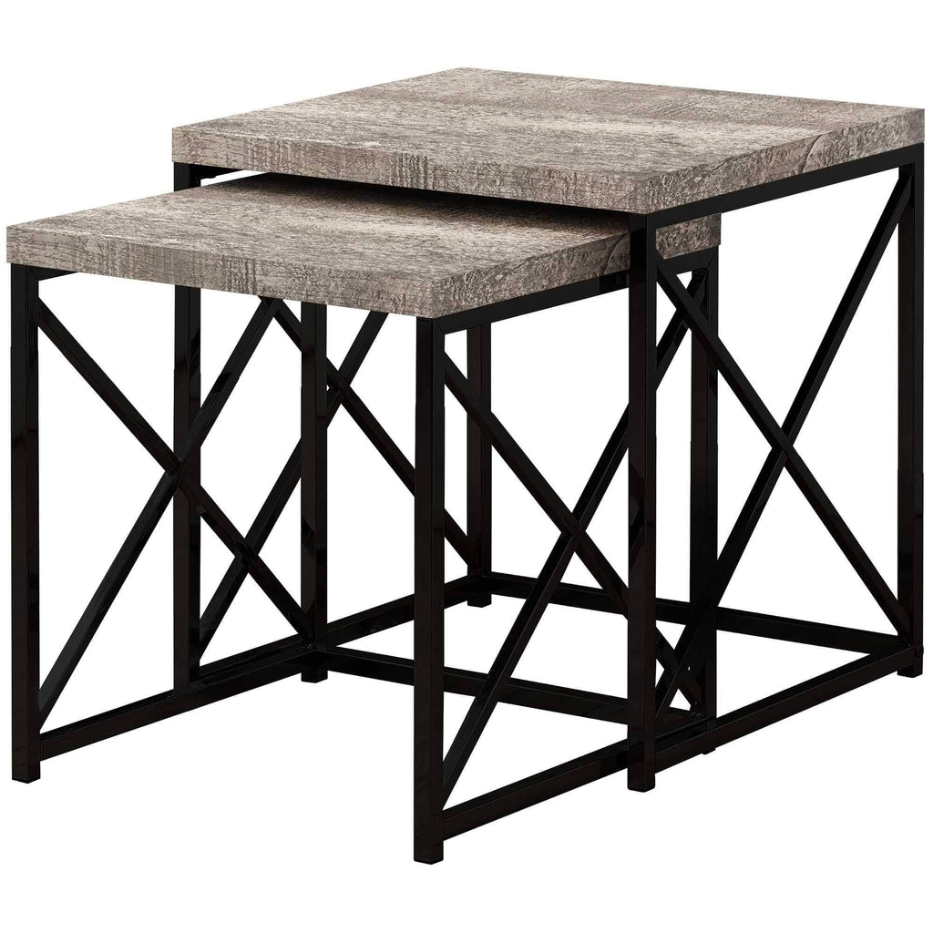 Taupe Black Particle Board Metal 2pcs Nesting Table Set V89805