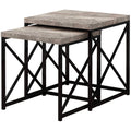 Taupe Black Particle Board Metal 2pcs Nesting Table Set V89805