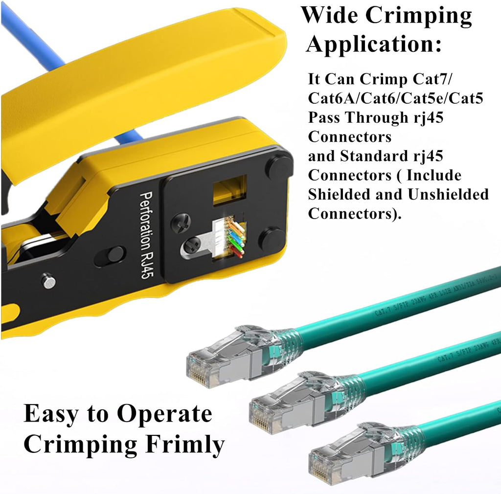 rj45 Crimp Tool Kit with Cat7 Shielded Connectors and Network Tester K36674