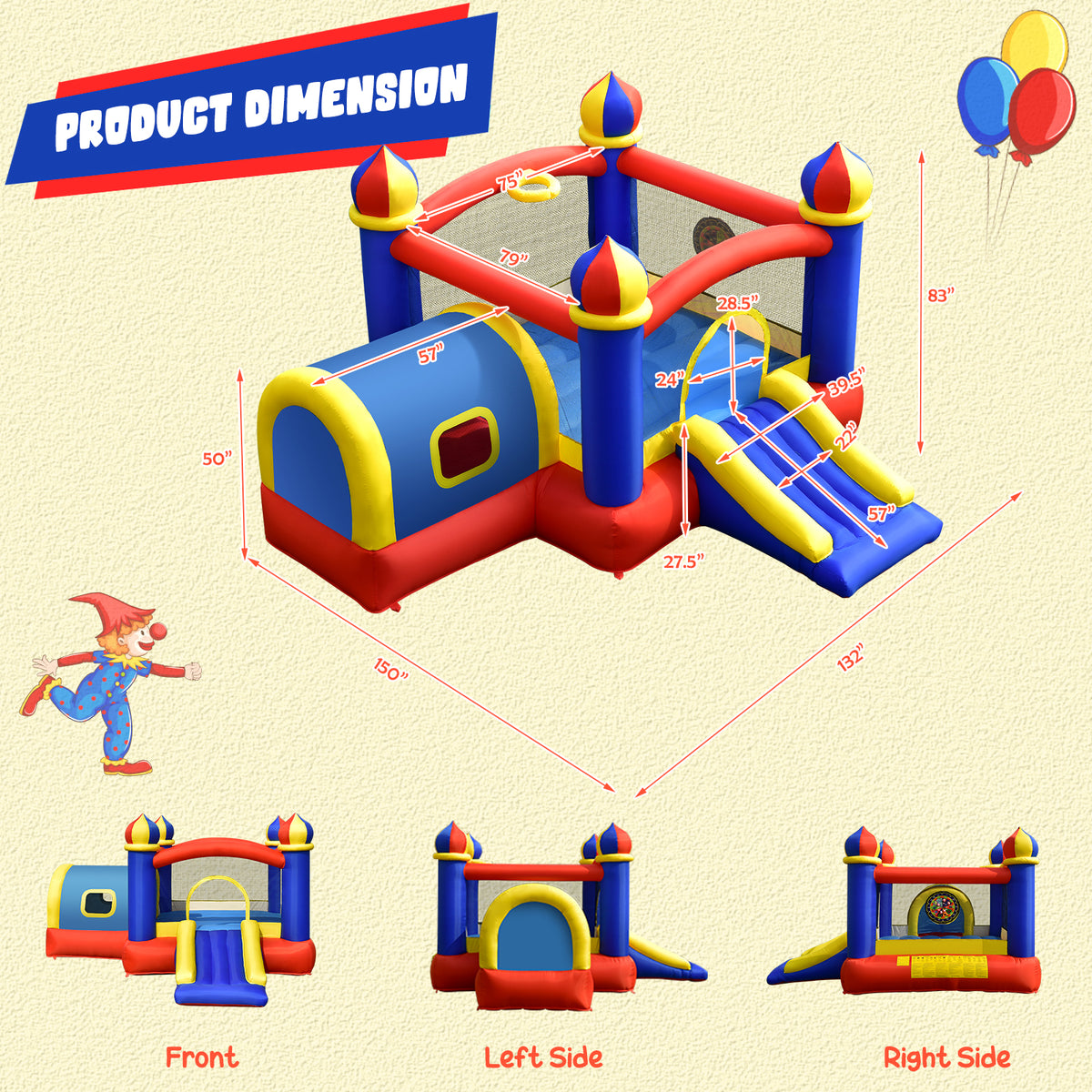 Kids Inflatable Bounce House Jump Bouncer O8374