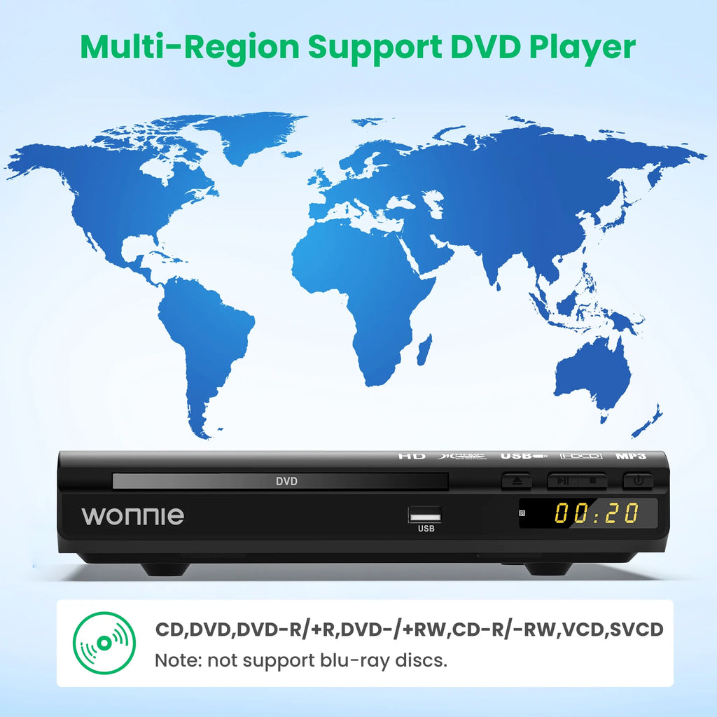 DVD Player with HD AV Coaxial Output and USB Input B609
