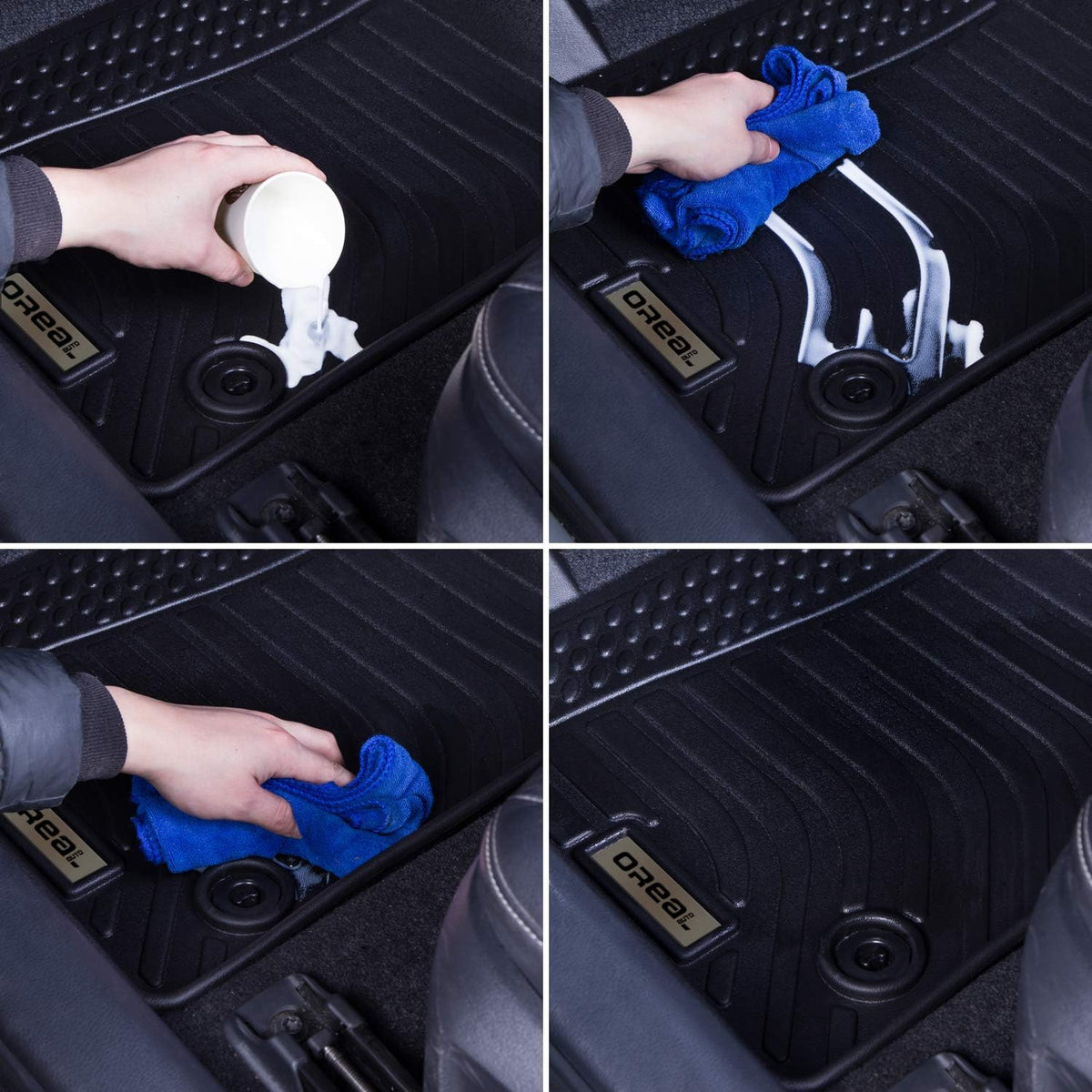 Black Heavy Duty All Weather Front and Rear Car Floor Mats A1067