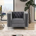 Gray Velvet Tufted Velvet Armchair D2865