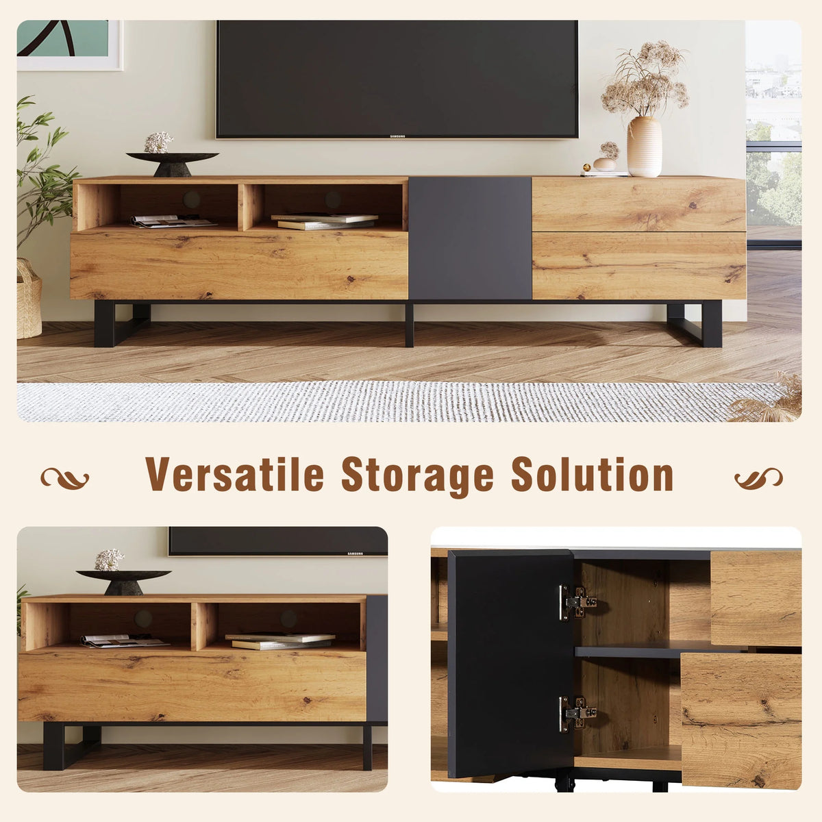 Modern TV Stand with Double Storage Space H6097