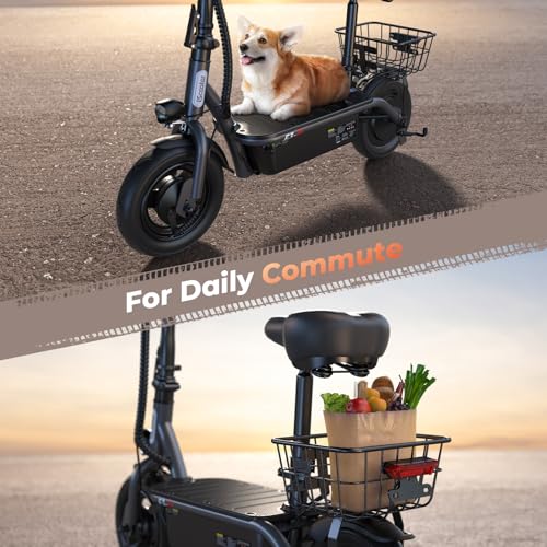 Electric Scooter with Seat, Adjustable Seat & Handlebar, Pneumatic Tire S1605