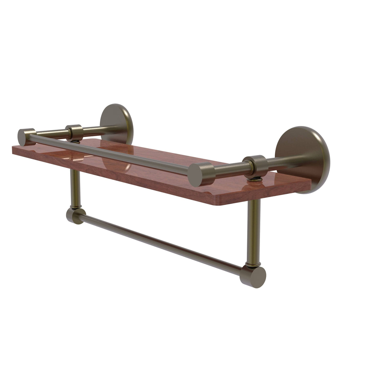 16 inch Ironwood Shelf with Gallery Rail and Towel Bar S5549