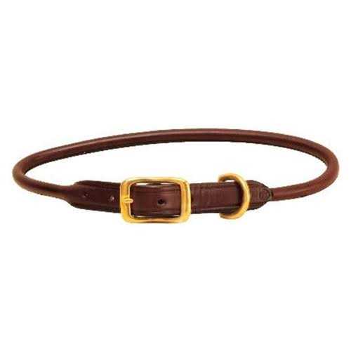 Leather Rolled Dog Collar Q434