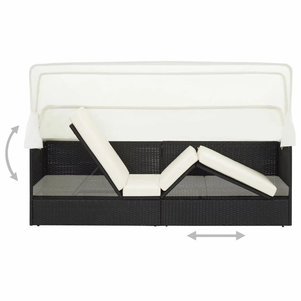 Adjustable Sun Lounger with Canopy and Cushion S70734