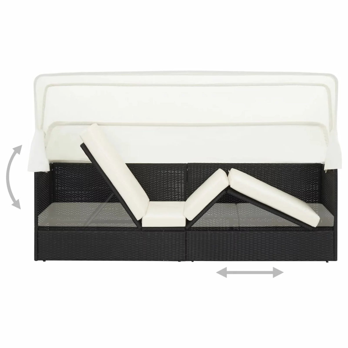 Adjustable Sun Lounger with Canopy and Cushion S70734