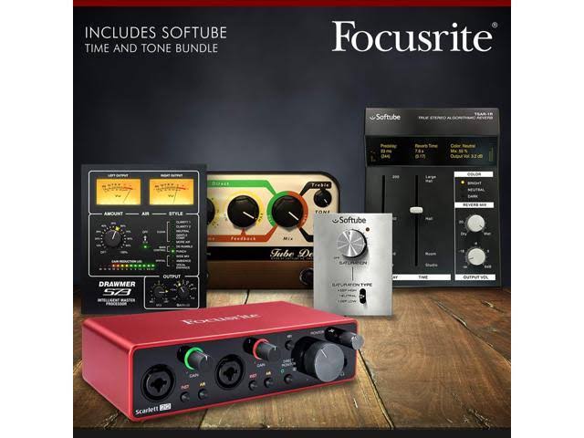 Focusrite Scarlett 2i2 2-in 2-OUT USB Recording Audio Interface (3rd Generation) + Samson SR360 Over-Ear Dynamic Headphones F363