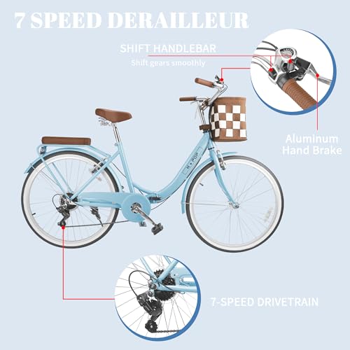 26-Inch 7-Speed Women's Bike with Front Basket V81070